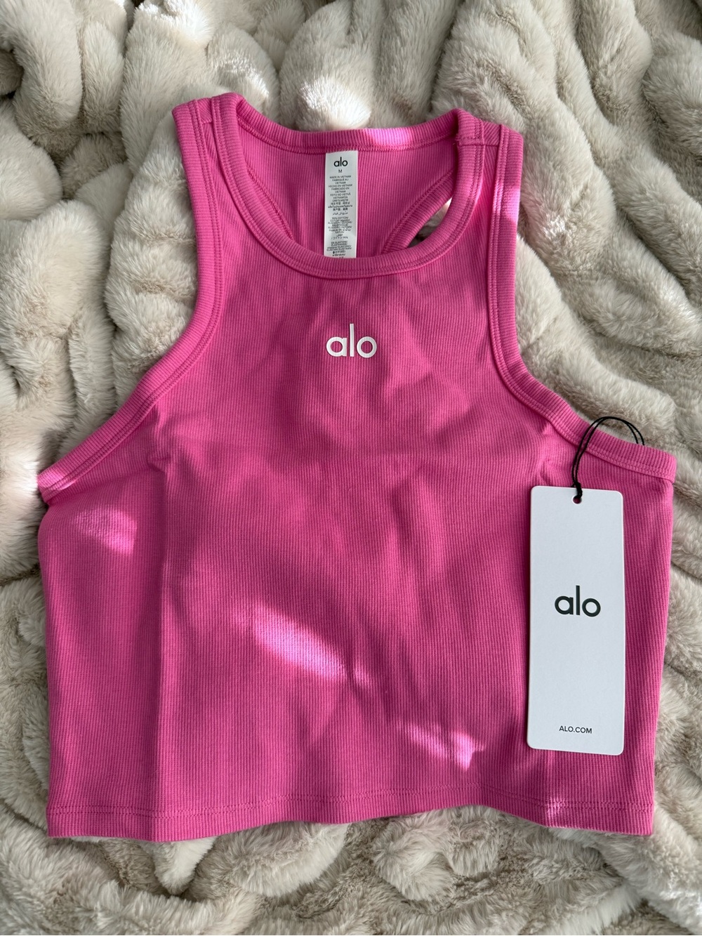 ALO Yoga Pink Ribbed Cropped Tank Top